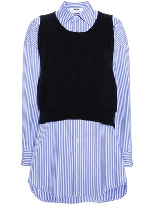 MSGM striped layered cotton shirt - Blue