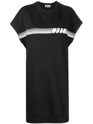 MSGM striped logo-print sweatshirt dress - Black