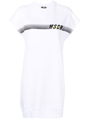 MSGM striped logo-print sweatshirt dress - White