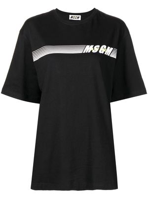 MSGM striped logo-print T-shirt - Black