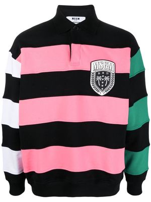 MSGM striped long-sleeve rugby shirt - Black