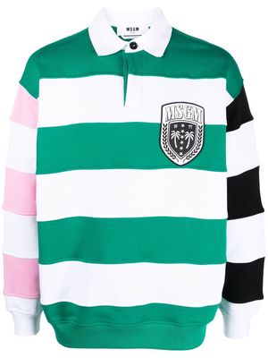 MSGM striped long-sleeve rugby shirt - White