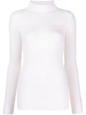 MSGM striped mock-neck jumper - White