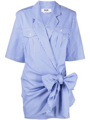 MSGM striped wraparound poplin dress - Blue