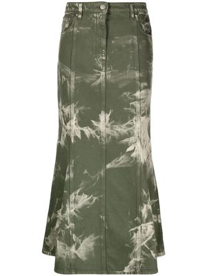 MSGM tie-dye fluted maxi skirt - Green