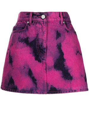 MSGM tie-dye mini denim skirt - Purple
