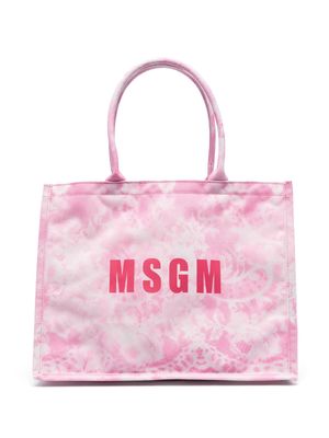 MSGM tie-dye pattern cotton tote bag - Pink