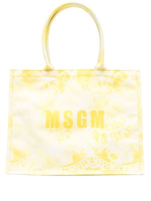 MSGM tie-dye pattern cotton tote bag - Yellow