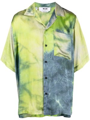 MSGM tie dye-print short-sleeved shirt - Blue