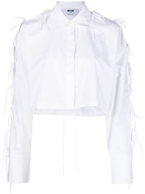 MSGM tie-fastening cropped cotton shirt - White