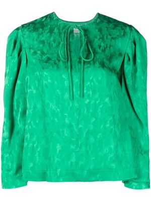 MSGM tie-front long-sleeved blouse - Green
