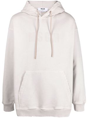 MSGM tonal logo-print cotton hoodie - Grey