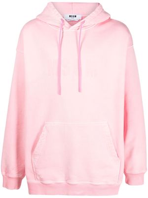 MSGM tonal logo-print cotton hoodie - Pink
