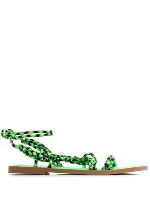 MSGM Trekking laces flat sandals - Green