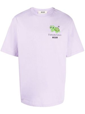 MSGM turtle-print T-shirt - Purple
