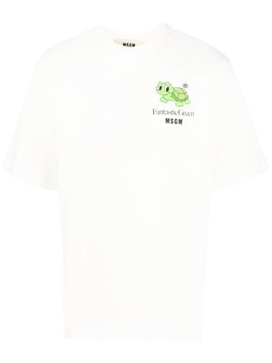 MSGM turtle-print T-shirt - White