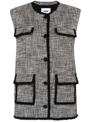 MSGM tweed cotton waistcoat - Black