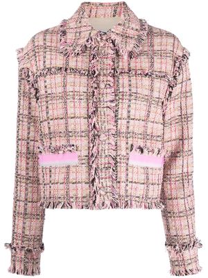 MSGM tweed cropped jacket - Pink