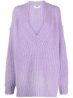 MSGM V-neck chunky-knit jumper - Purple