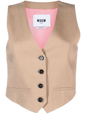 MSGM V-neck panelled waistcoat - Neutrals