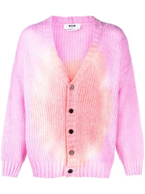 MSGM V-neck tie-dye cardigan - Pink