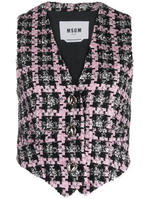 MSGM V-neck tweed vest - Pink