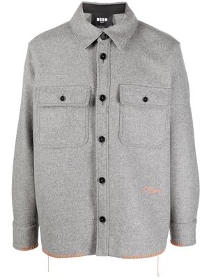 MSGM whipstitch-detail wool shirt jacket - Grey