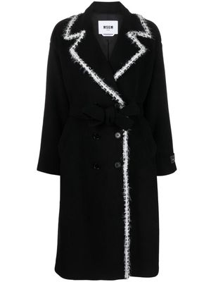 MSGM whipstitch-trim double-breasted coat - Black