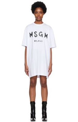 MSGM White T-Shirt Minidress