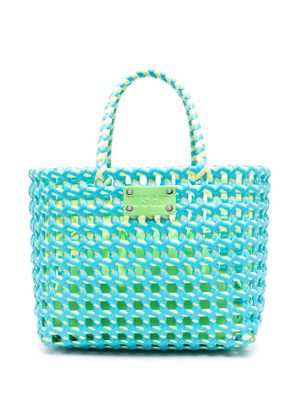 MSGM Woven logo-patch tote bag - Blue