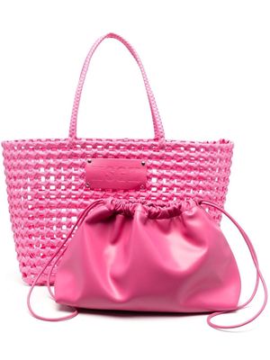 MSGM woven logo-patch tote bag - Pink
