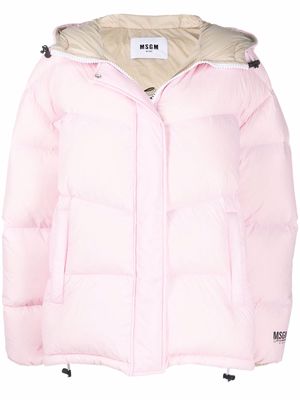MSGM zip-up hooded puffer jacket - Pink