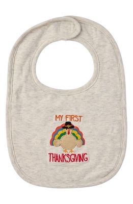 Mud Pie My First Thanksgiving Embroidered Bib in Tan