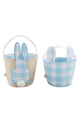 Mud Pie Set of 2 Check Bunny Baskets in Blue