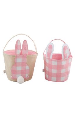 Mud Pie Set of 2 Check Easter Bunny Baskets in Pink