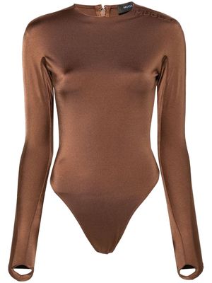 Mugler 3D logo-detail bodysuit - Brown