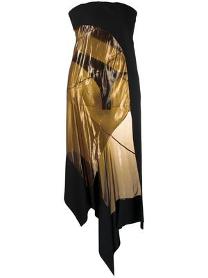 Mugler asymmetric sheer-panel dress - Black