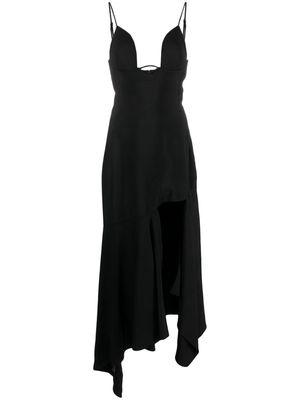 Mugler asymmetric sleeveless midi dress - Black