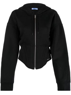 Mugler boned-bodice zip-up hoodie - Black