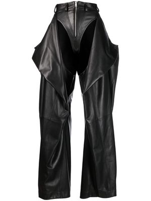 Mugler chap-style leather trousers - Black