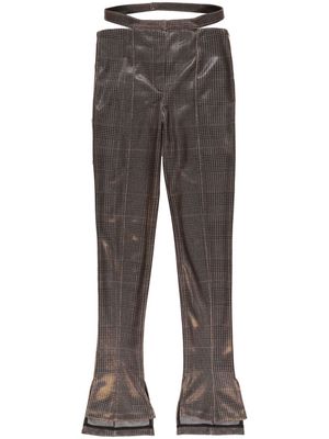 Mugler checked cut-out flared trousers - Black