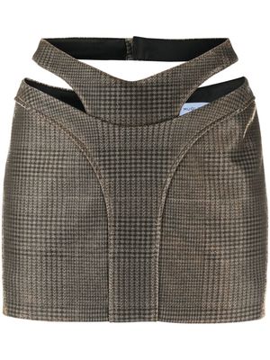 Mugler checked cut-out miniskirt - Brown