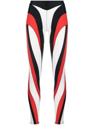 Mugler colour-block striped leggings - Red