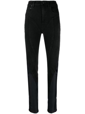 Mugler contrast-panel slim-fit jeans - Black