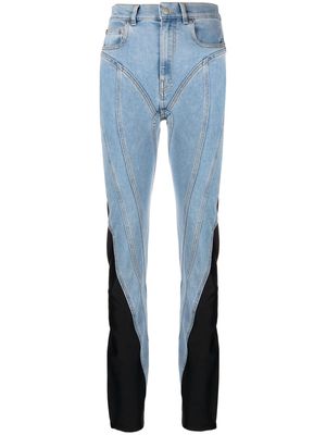 Mugler contrast-panel slim-fit jeans - Blue