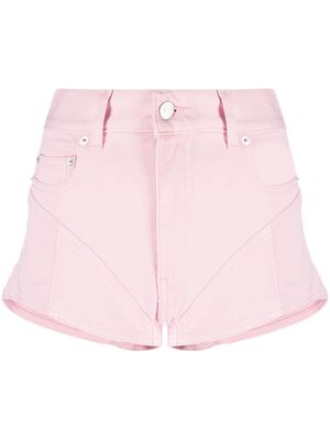 Mugler contrast-panels denim shorts - Pink