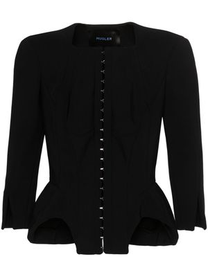 Mugler corset-design cropped jacket - Black