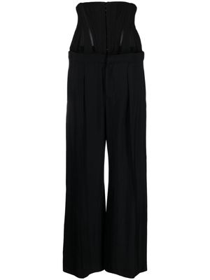 Mugler corset-detailed wide-leg trousers - Black