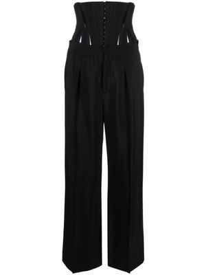 Mugler corset-panelled wide-leg trousers - Black