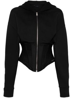 Mugler corset zipped hoodie - Black